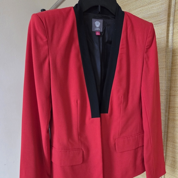 Vince Camuto Red Blazer with Black Lapel - Picture 1 of 5